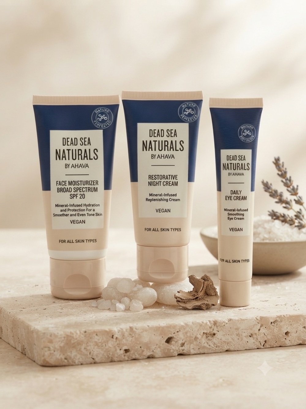 Dead Sea Naturals by AHAVA Skincare Trio – SPF 20, Night & Eye Cream NEW